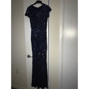 Betsy & Adam floor length sequin formal gown